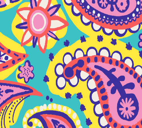 Yellow Teal Paisley